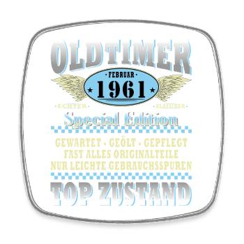 Millésime février Millésime 1961 Homme 65e anniversaire - Magnet carré - blanc - Devant