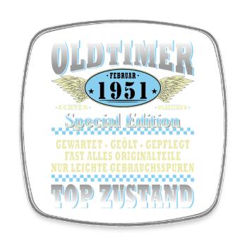 Oldtimer Baujahr 1951 Geboren Jahrgang Geburtstag - Viereckiger Kühlschrankmagnet - Weiß - Vorne