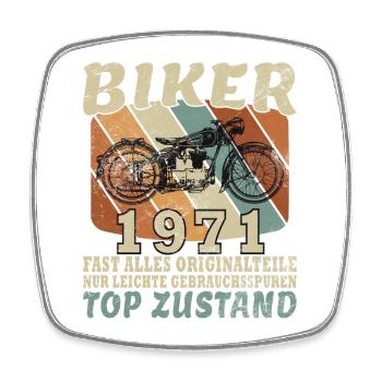 55e anniversaire Motocycliste Vintage 1971 - Magnet carré - blanc - Devant