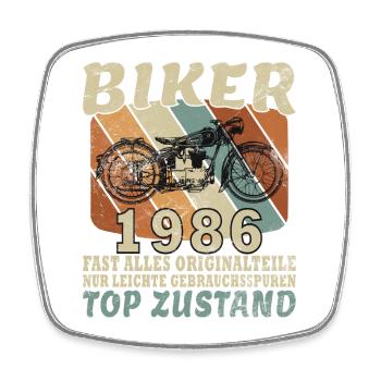 Cadeau d’anniversaire Born Motorcycle vintage 1986 - Magnet carré - blanc - Devant