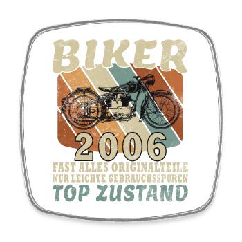 20e anniversaire Motocycliste Vintage 2006 - Magnet carré - blanc - Devant