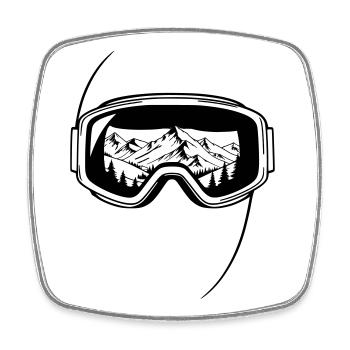 Graphisme des lunettes de ski en vue du sommet - Magnet carré - blanc - Devant