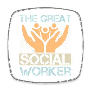 Citation d’un travailleur social : Le grand travail social - Magnet carré - blanc - Devant