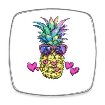 Colorful pineapple with sunglasses - Square fridge magnet - white - Front