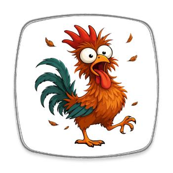 Verrückter Huhn-Cartoon lustiges Tierdesign - Viereckiger Kühlschrankmagnet - Weiß - Vorne
