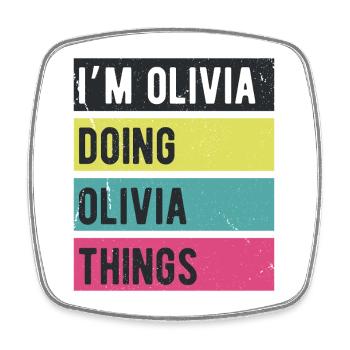 I’m Olivia Doing Olivia Things Retro Colors - Square fridge magnet - white - Front
