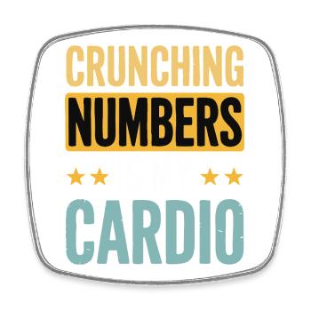 Crunching Numbers - Cardio Finanzhumor - Viereckiger Kühlschrankmagnet - Weiß - Vorne