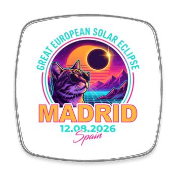 Solar Cat Madrid Eclipse 2026 - Square fridge magnet - white - Front