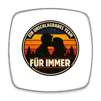 unschlagbares team, für immer liebe - Viereckiger Kühlschrankmagnet - Weiß - Vorne