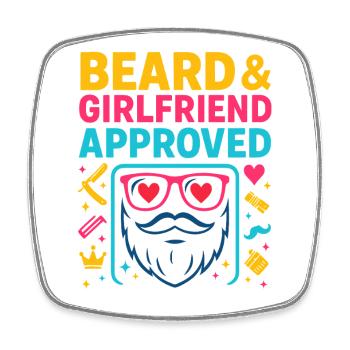 beard girlfriend approved, valentinstag geschenk - Viereckiger Kühlschrankmagnet - Weiß - Vorne