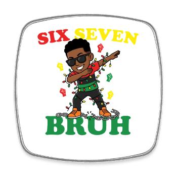 Six Seven Bruh Dabbing Juneteenth Boy Afro Boys - Viereckiger Kühlschrankmagnet - Weiß - Vorne
