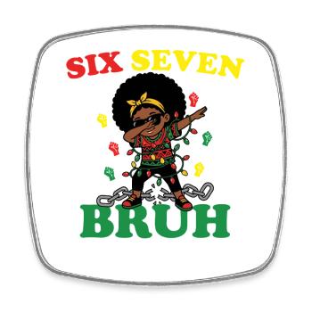 Six Seven Bruh Dabbing Juneteenth Girl Afro Girls - Viereckiger Kühlschrankmagnet - Weiß - Vorne