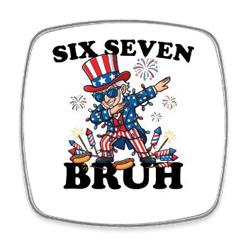 Six Seven Bruh 4. Juli Dabbing 6-7 4. Juli - Viereckiger Kühlschrankmagnet - Weiß - Vorne