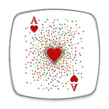 Costume de confettis Heart Ace | Déguisement de carnaval - Magnet carré - blanc - Devant