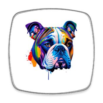 English Bulldog Dog Colorful Pop Art Portrait - Square fridge magnet - white - Front