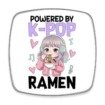 Powered By K-Pop Ramen - Viereckiger Kühlschrankmagnet - Weiß - Vorne