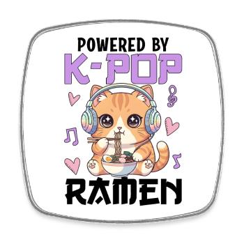 Powered By K-Pop Ramen - Viereckiger Kühlschrankmagnet - Weiß - Vorne