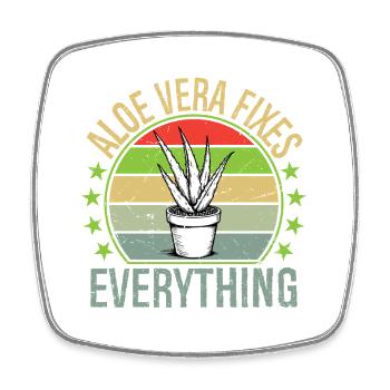 Aloe Vera Fixes Everything Funny Succulent Gard - Square fridge magnet - white - Front