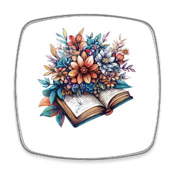Récolte de fleurs tirée du livre - Magnet carré - blanc - Devant