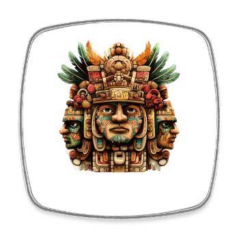 Masque totem aztèque - Magnet carré - blanc - Devant