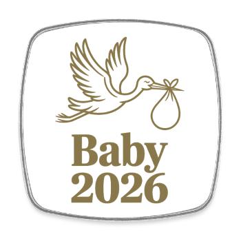 Baby 2026 Storch Geburt Verkündung - Viereckiger Kühlschrankmagnet - Weiß - Vorne