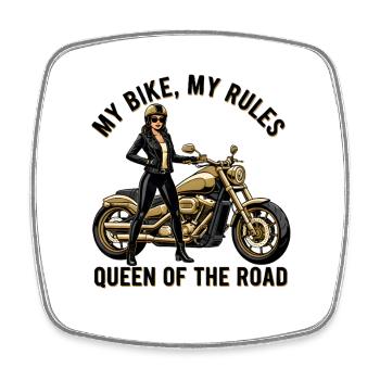 Mon vélo, mes règles – Reine de la moto de route - Magnet carré - blanc - Devant