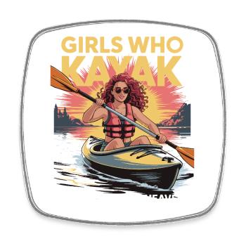 Girls Who Kayak Heaven Gift Design - Square fridge magnet - white - Front