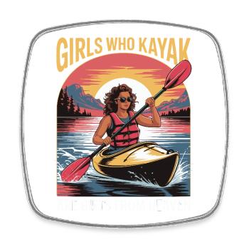 Girls Who Kayak Heaven Gift Design - Square fridge magnet - white - Front
