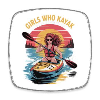 Girls Who Kayak Heaven Gift Design - Square fridge magnet - white - Front