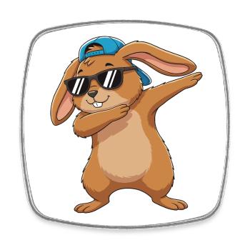 Dessins animés de lunettes de soleil en forme de lapin à appliquer - Magnet carré - blanc - Devant
