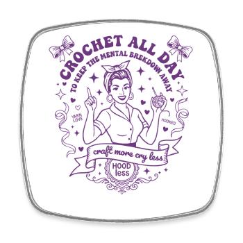 Crochet Lover Crochet All Day Craft More Cry Less - Square fridge magnet - white - Front