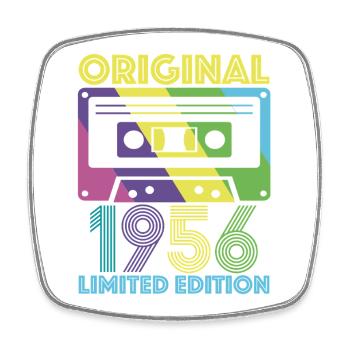 Original 1956 Cassette 70th Anniversary 70 Year Tee - Square fridge magnet - white - Front
