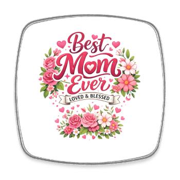 Beste Mama Ever Blütenkranz - Viereckiger Kühlschrankmagnet - Weiß - Vorne