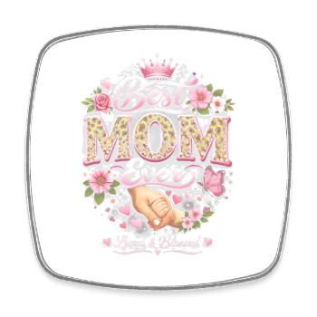 Best MOM Ever Leoparden Blumen - Viereckiger Kühlschrankmagnet - Weiß - Vorne