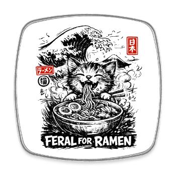 Ramen Cat Kanagawa - Square fridge magnet - white - Front