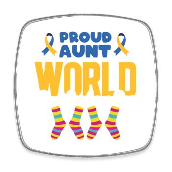 Proud Aunt World Design de Chaussettes pour la Journée de la Trisomie 21 - Magnet carré - blanc - Devant