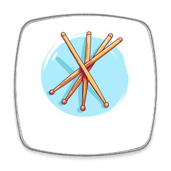Drumsticks Zeichnung - Viereckiger Kühlschrankmagnet - Weiß - Vorne