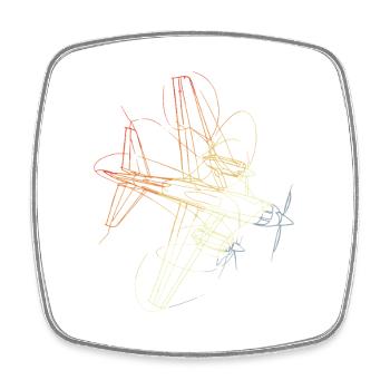 Retro Airplane Drawing - Square fridge magnet - white - Front
