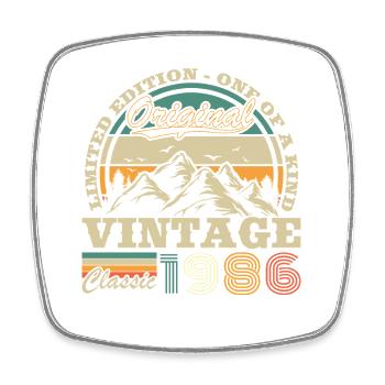 1986 Vintage Retro Geburtstagsgeschenk - Viereckiger Kühlschrankmagnet - Weiß - Vorne