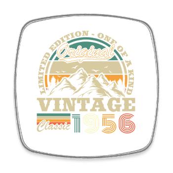 1956 Vintage Retro Birthday Gift - Square fridge magnet - white - Front