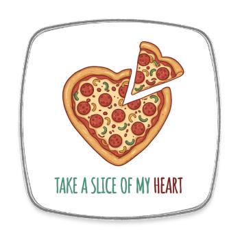 Take a Slice of my Heart – Pizza Herz Design - Square fridge magnet - white - Front