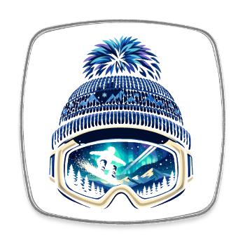 Cute Apres Ski Sayings Funny Skier Gift - Square fridge magnet - white - Front