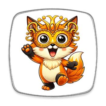 Carnival Fox Disguise Carnival Dancing Joy - Square fridge magnet - white - Front