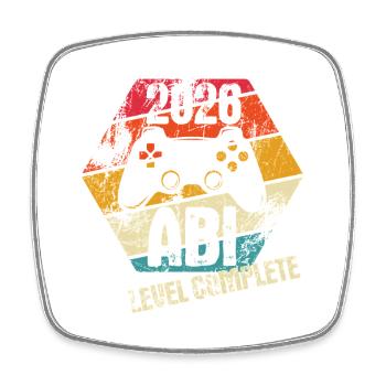 Abi 2026 - Abitur geschafft - Level Complete - Viereckiger Kühlschrankmagnet - Weiß - Vorne