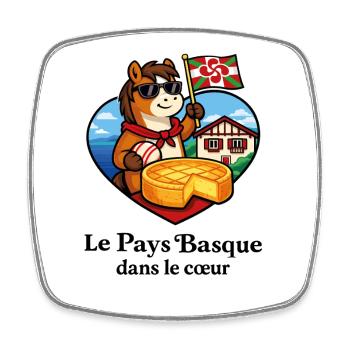 Pays Basque dans le Cœur Pottok Gâteau Basque - Magnet carré - blanc - Devant