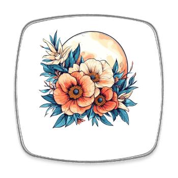 Cercle de Fleurs au Clair de Lune - Magnet carré - blanc - Devant