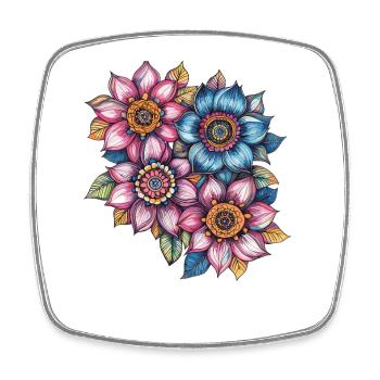 Blossom Swirl Color Flowers Pattern - Square fridge magnet - white - Front
