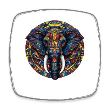 Colorful Elephant Mandala - Square fridge magnet - white - Front
