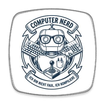 Logo du robot nerd informatique - Magnet carré - blanc - Devant