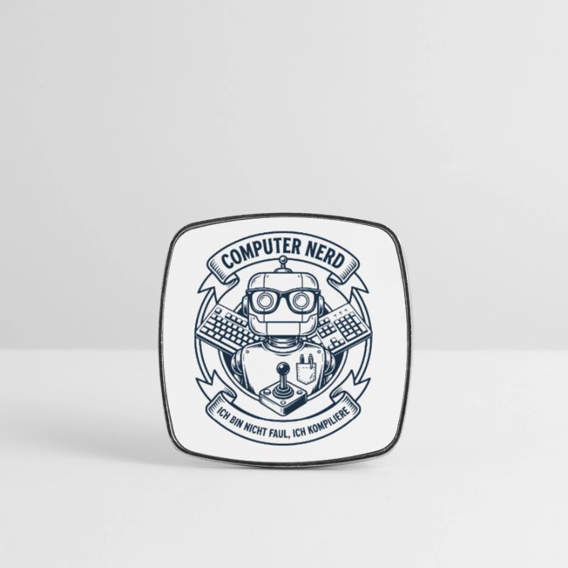 Computer Nerd Robot Logo Square fridge magnet